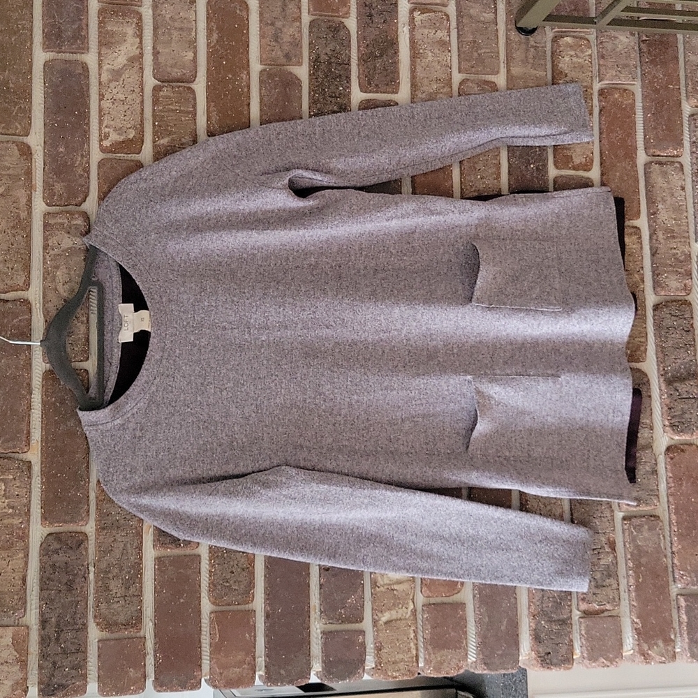 LOFT womens top with pockets, soft front, flowy back fabric, Plum Burgundy  XS - Picture 4 of 12